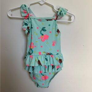 Carter's Blue and Pink One Piece Swimsuit with Ruffles